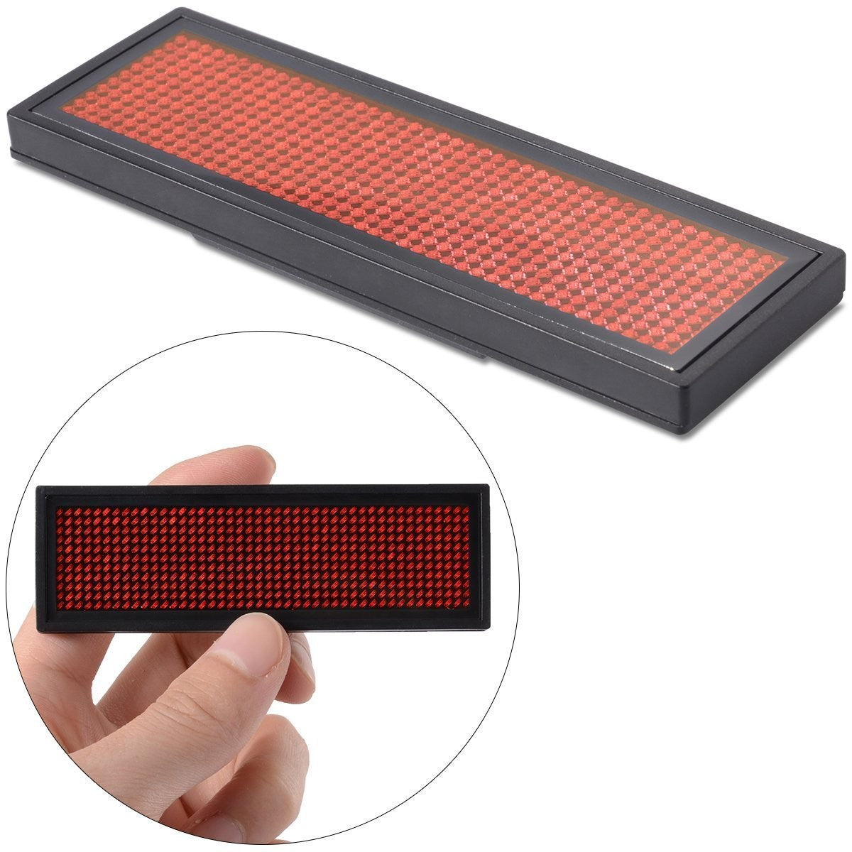 Rechargeable Mini Red LED Programmable Badge Display with USB Programming Cable (12x48 pixels)