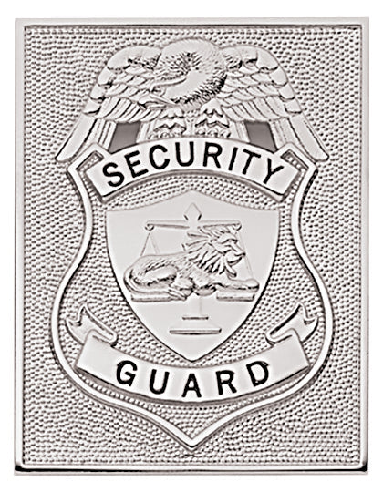 First Class Security Guard Silver Rectangle Badge