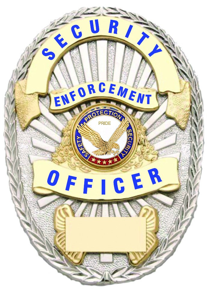 First Class Security Enforcement Officer Gold on Silver Shield Badge