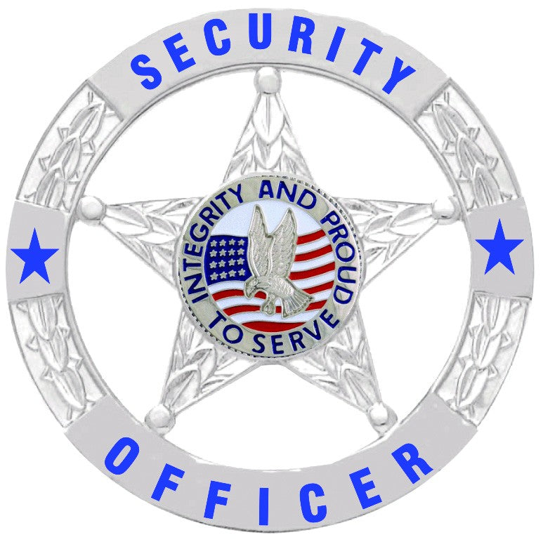 First Class Security Officer Silver 5-Star in Circle Badge