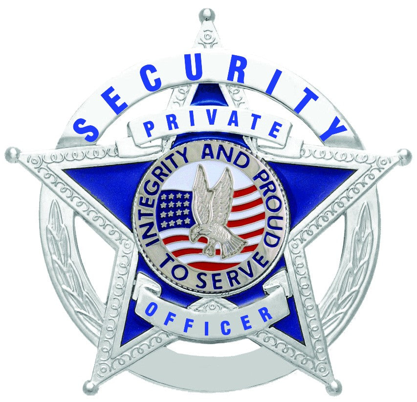 First Class Security Private Officer Silver 5-Star in Circle Badge