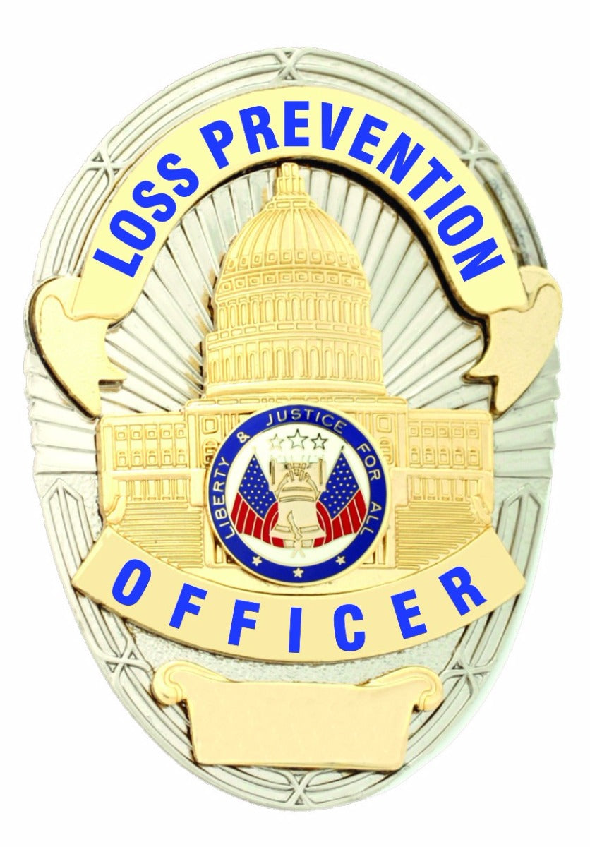 First Class Loss Prevention Officer Gold on Silver Shield Badge
