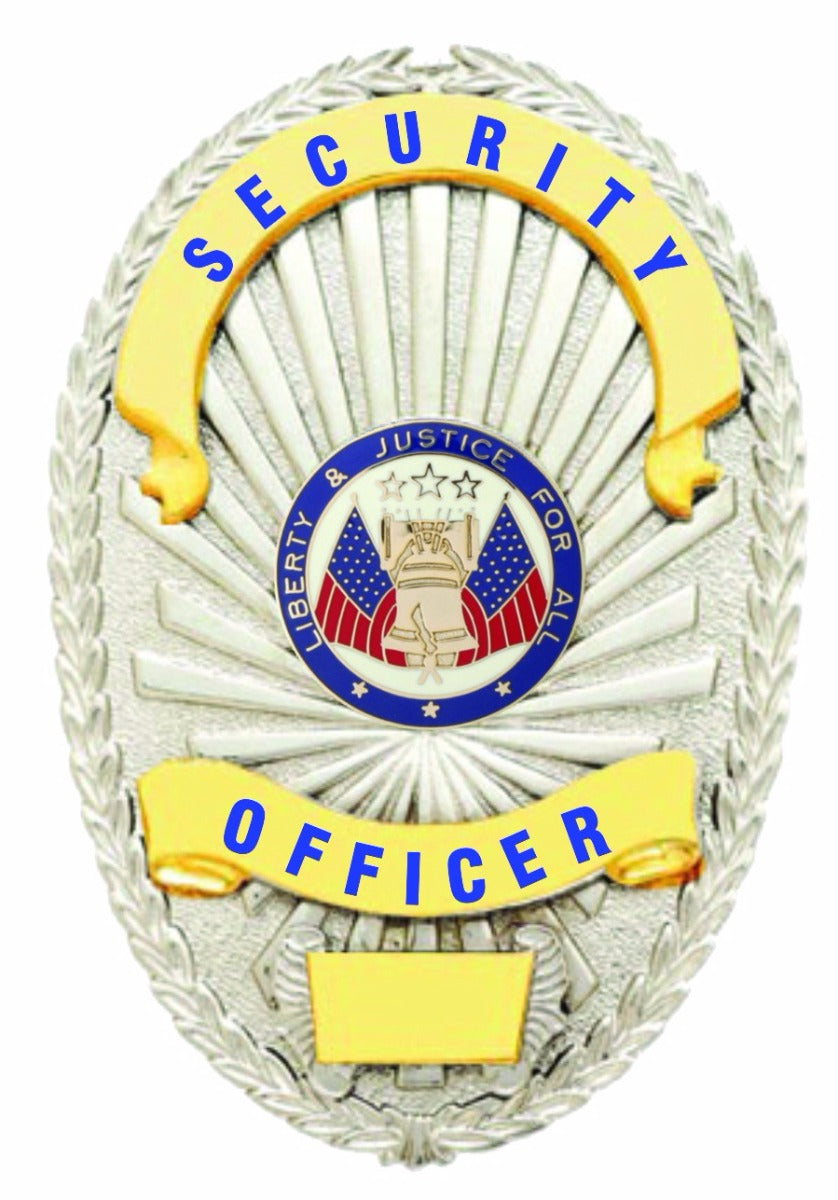 First Class Security Officer Gold on Silver Shield Badge
