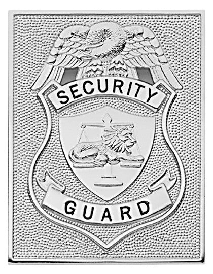First Class Security Guard Silver Rectangle Badge