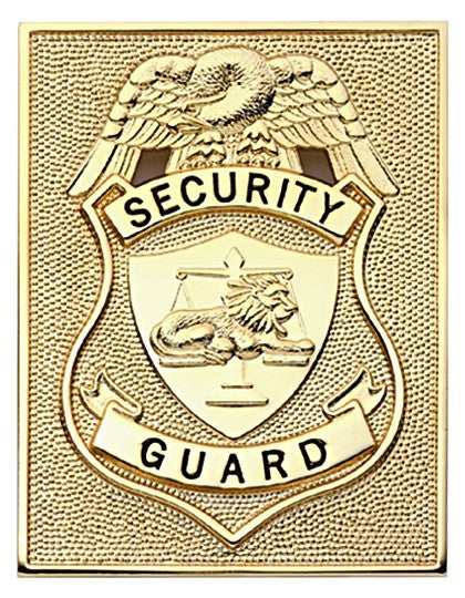 First Class Security Guard Gold Rectangle Badge