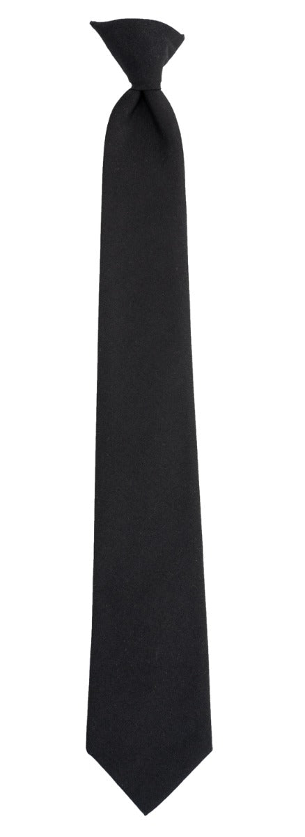 Uniform Cravats Poly Wool Black Clip on Tie