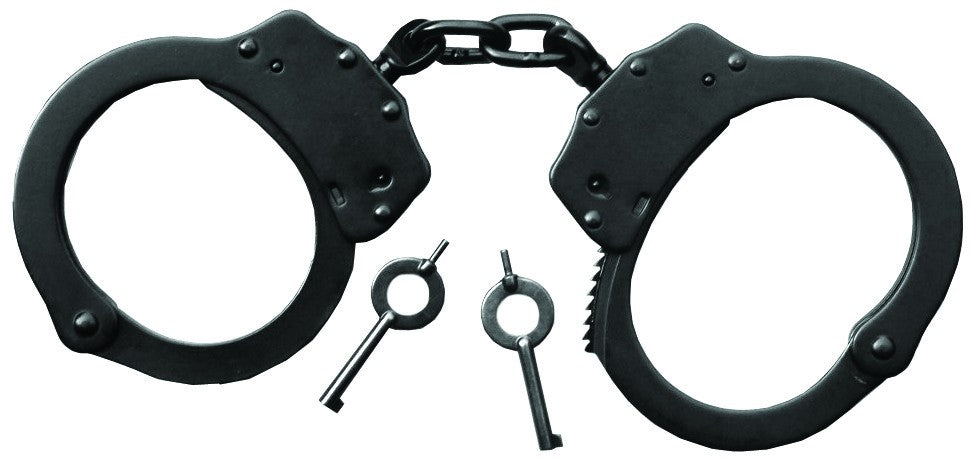 LAW-N-FORCE Steel Double Locking Chainlink Handcuffs (Black/Nickel)