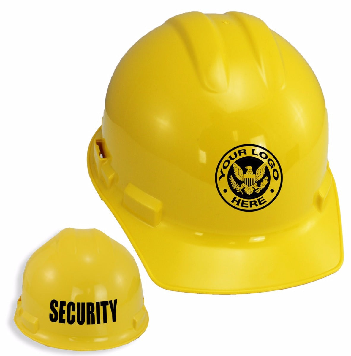 Custom Text Vented Hard Hat, Safety Hat, Three color Yellow White and Medium Blue