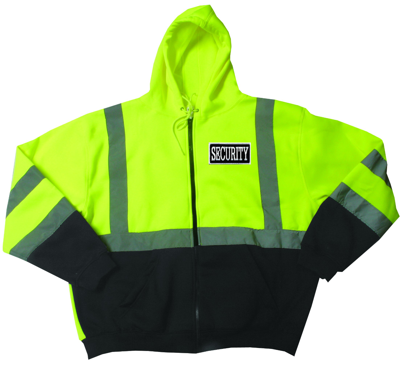 Hi-Visibility Safety Thermal Zippered Hoodie with Security ID (Lime Green/Black)