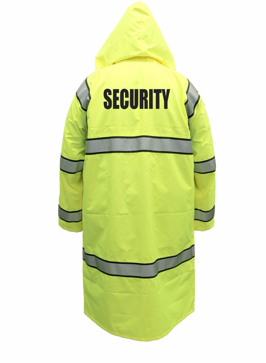 Security High Visibility Raincoat with Reflective Stripes (Non-Reversible)