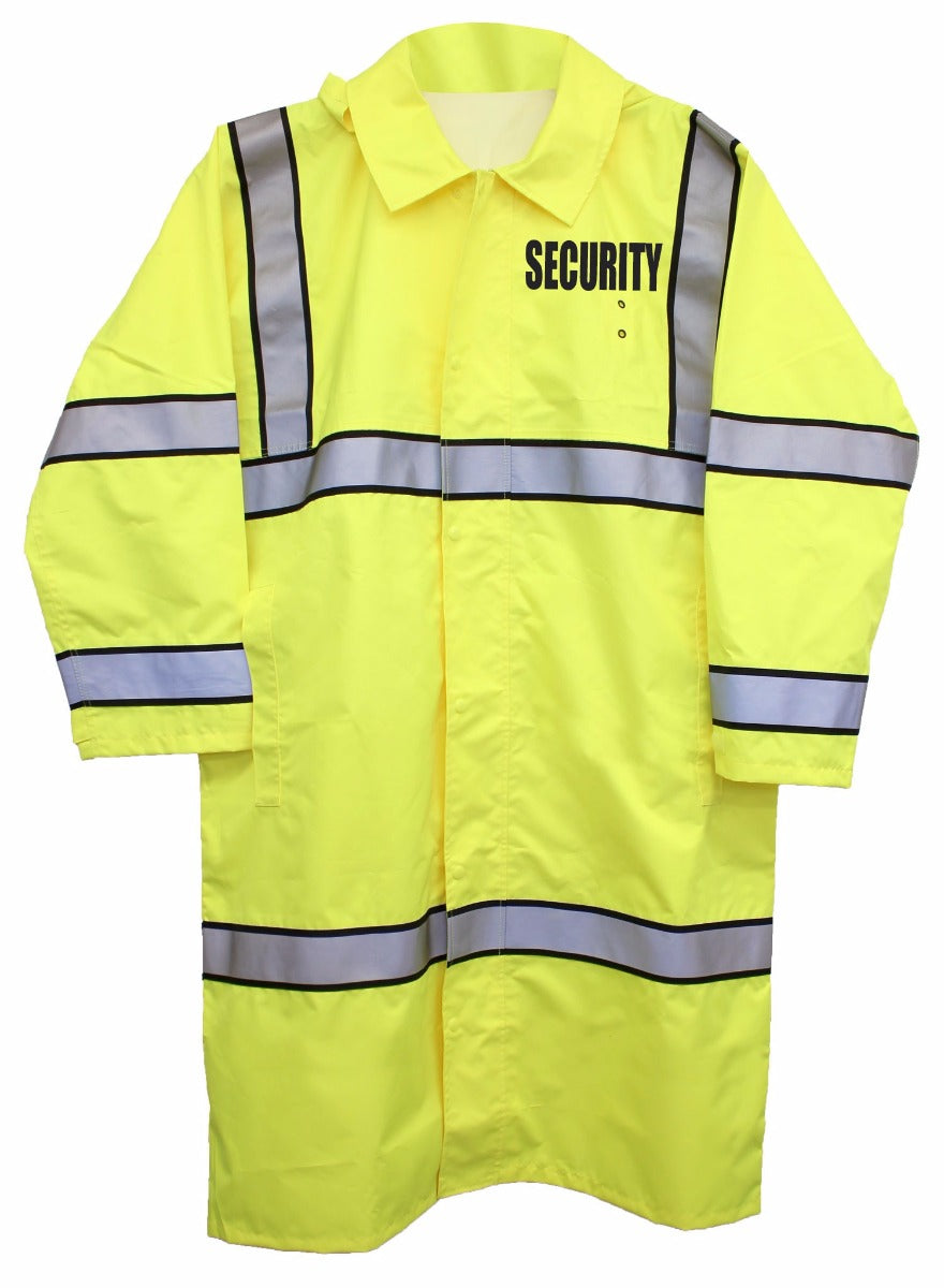 Security High Visibility Raincoat with Reflective Stripes (Non-Reversible)