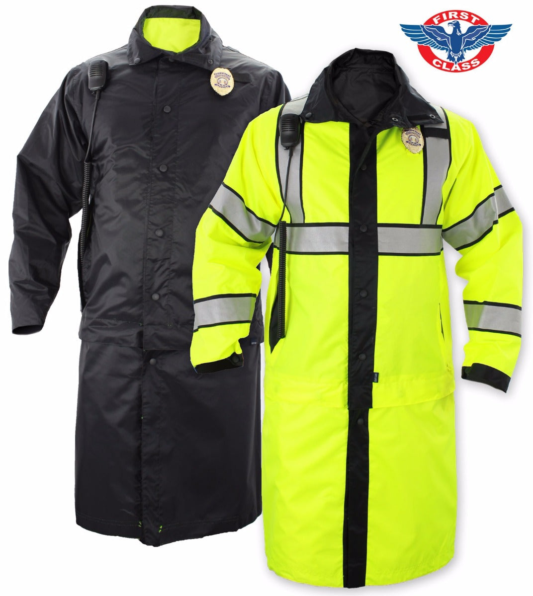 Class 3 Type P Reversible High Visibility Long Raincoat