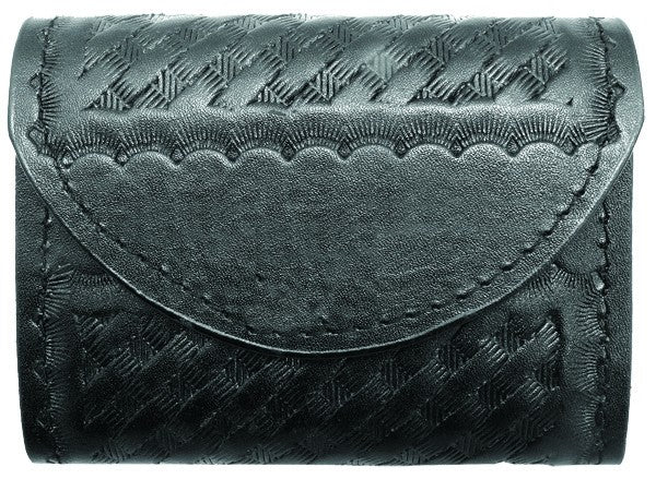 First Class Genuine Basket Weave Leather Glove Holder - Nickel Snap