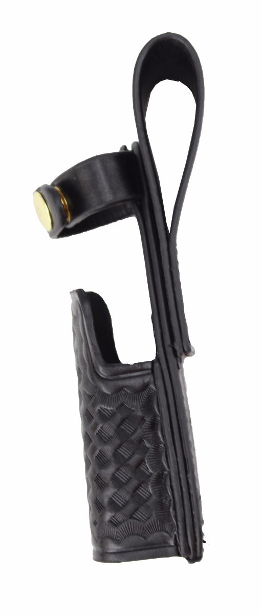 Easy Access Collapsible Basket Weave Synthetic Leather Baton Holder Black