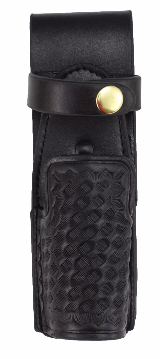 Easy Access Collapsible Basket Weave Synthetic Leather Baton Holder Black