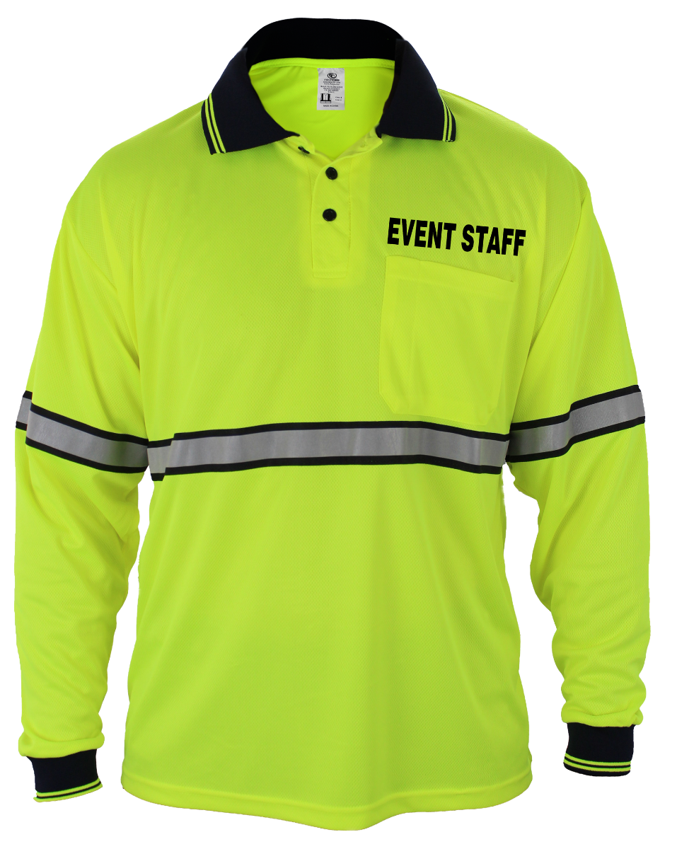 First Class High Visibility Long Sleeve Polo Shirt With Reflective Stripes and ID