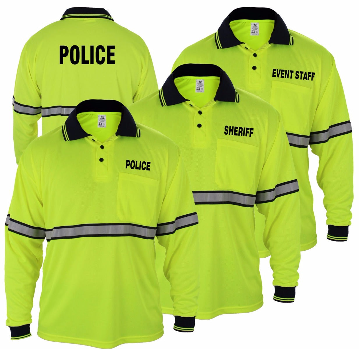 First Class High Visibility Long Sleeve Polo Shirt With Reflective Stripes and ID