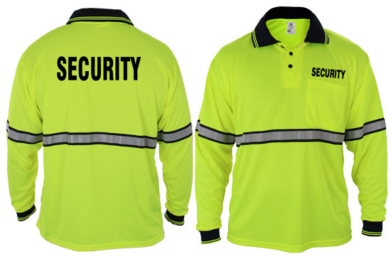 First Class Security High Visibility Long Sleeve Polo Shirt With Reflective Stripes