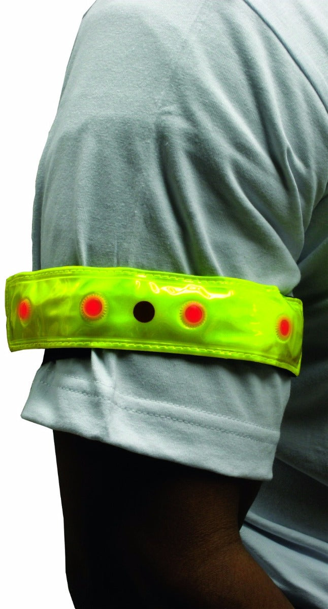 Lime Green Reflective Armbands with LED Lights
