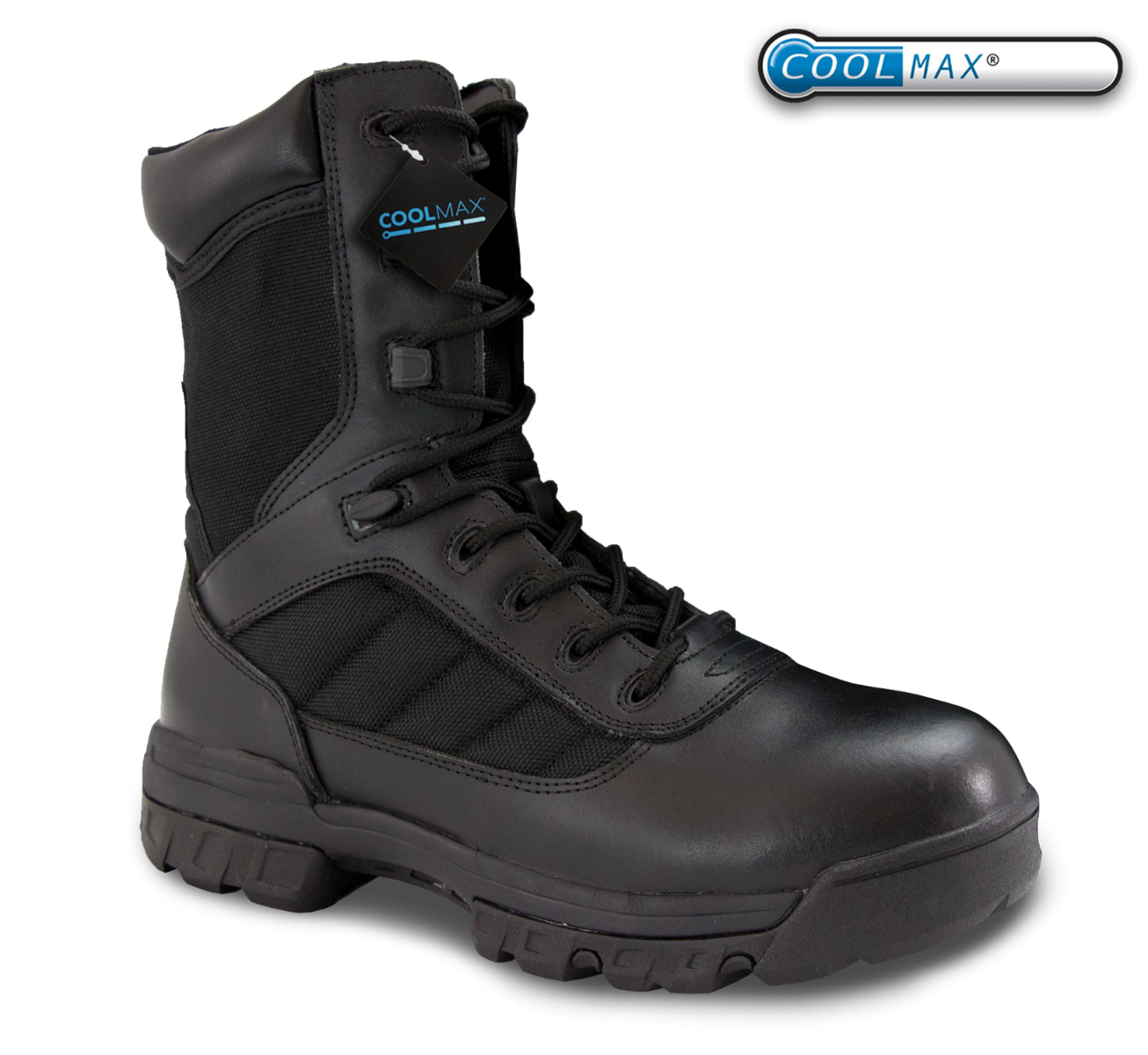 8" CoolMax Ryno Gear Tactical Combat Side Zip Boots (Black)