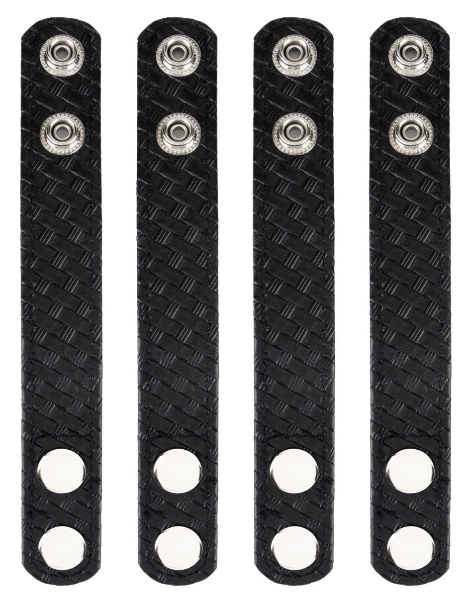Silver Snap Basket Weave Synthetic Leather Keeper (Set of 4)
