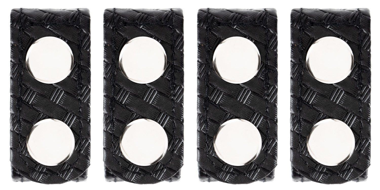 Silver Snap Basket Weave Synthetic Leather Keeper (Set of 4)