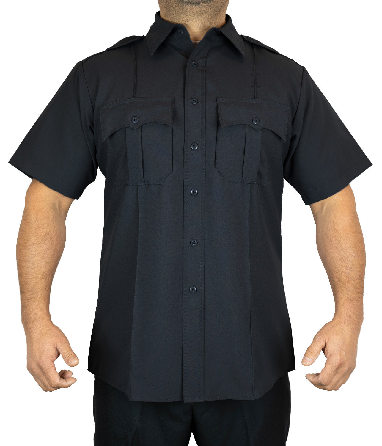 Polyester 4 Pocket Hidden Zipper Uniform Shirt with Underarm Mesh - Short Sleeve
