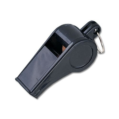 First Class Black Plastic Whistles PAIR