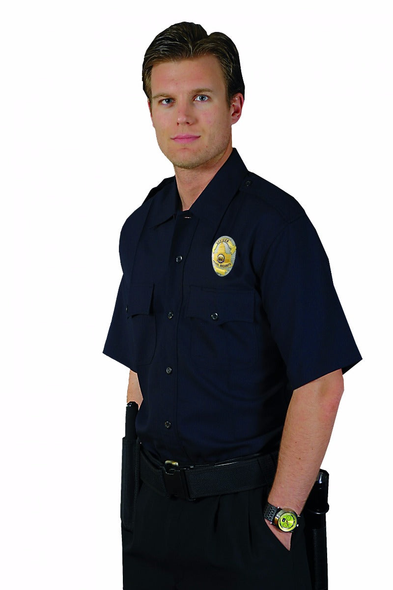 100% Worsted Wool Short-Sleeve Shirts (Navy Blue)