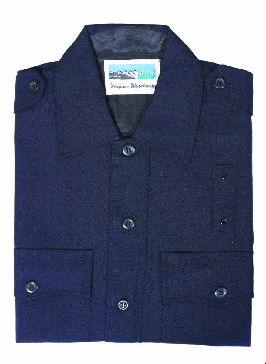 100% Worsted Wool Short-Sleeve Shirts (Navy Blue)